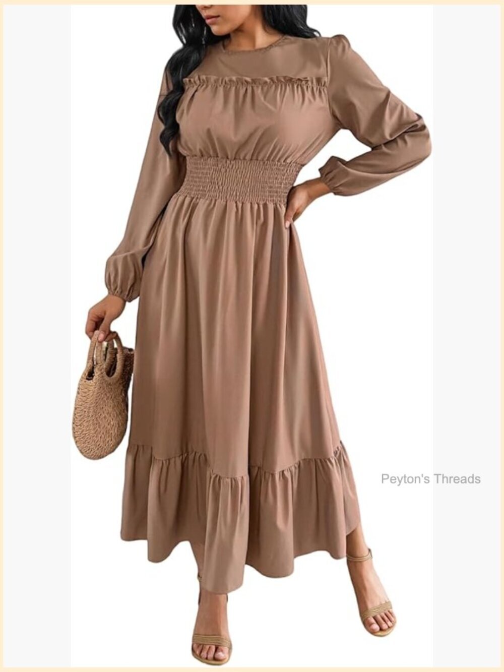 Elegant Long Sleeve Maxi Dress Pleated Tiered A Line Flowy Cocktail Party